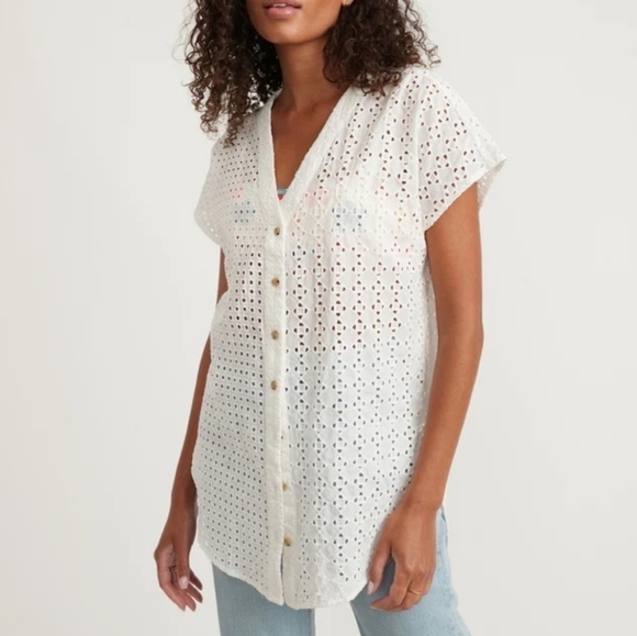 Marine layer Eyelet Airy Tunic in White